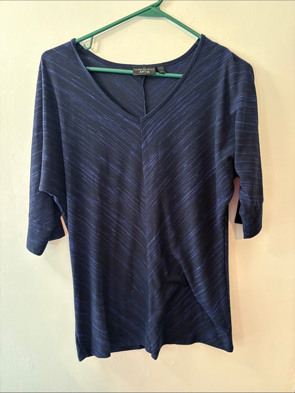 Apt. 9 Navy Heathered V-Neck Short Sleeve Tee Size Medium